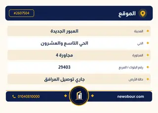 أرض - تم التخصيص 350 م² عمارة سكني — مدينة العبور الجديدة، الحي التاسع والعشرون، مجاورة 4 — بطاقة الإعلان — 4