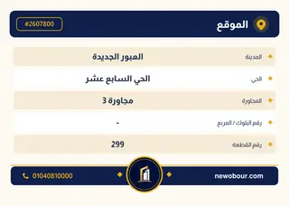 أرض - تم التخصيص 500 م² عمارة سكني — مدينة العبور الجديدة، الحي السابع عشر، مجاورة 3 — بطاقة الإعلان — 4