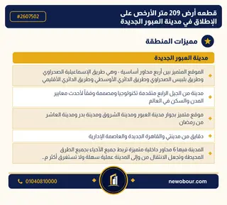 أرض - تم التخصيص 209 م² عمارة سكني — مدينة العبور الجديدة، الحي الثالث والعشرون، مجاورة 5 — مميزات المنطقة — 3