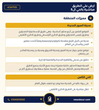 أرض - تم التخصيص 276 م² عمارة سكني — مدينة العبور الجديدة، الحي الثامن، مجاورة 6 — مميزات المنطقة — 3