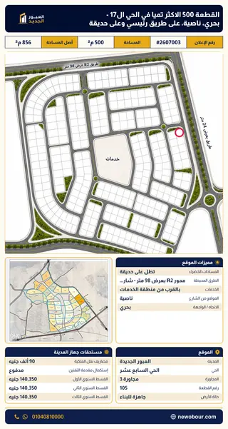 أرض - تم التخصيص 500 م² عمارة سكني — مدينة العبور الجديدة، الحي السابع عشر، مجاورة 3 — صورة العرض — 2