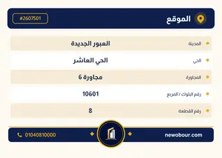 أرض - تم التخصيص 500 م² عمارة سكني — مدينة العبور الجديدة، الحي العاشر، مجاورة 6 — بطاقة الإعلان — 4