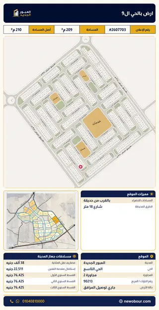 أرض - تم التخصيص 209 م² عمارة سكني — مدينة العبور الجديدة، الحي التاسع، مجاورة 2 — صورة العرض — 2