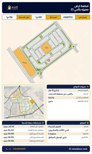 أرض - تم التخصيص 209 م² عمارة سكني — مدينة العبور الجديدة، الحي الثالث والعشرون، مجاورة 6 — صورة العرض — 2
