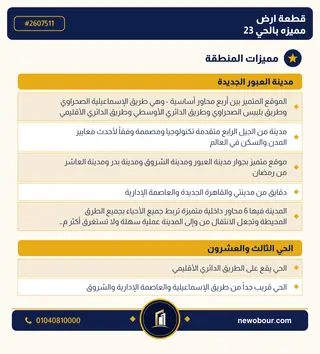 أرض - تم التخصيص 209 م² عمارة سكني — مدينة العبور الجديدة، الحي الثالث والعشرون، مجاورة 6 — مميزات المنطقة — 3
