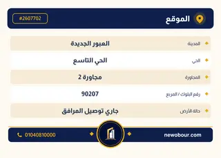 أرض - تم التخصيص 209 م² عمارة سكني — مدينة العبور الجديدة، الحي التاسع، مجاورة 2 — بطاقة الإعلان — 4