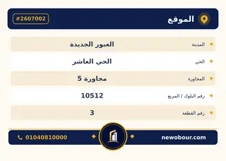 أرض - تم التخصيص 500 م² عمارة سكني — مدينة العبور الجديدة، الحي العاشر، مجاورة 5 — بطاقة الإعلان — 4
