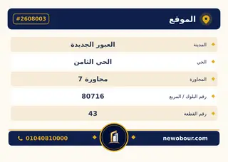 أرض - تم التخصيص 400 م² عمارة سكني — مدينة العبور الجديدة، الحي الثامن، مجاورة 7 — بطاقة الإعلان — 4