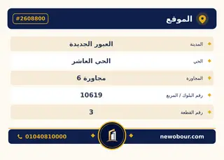 أرض - تم التخصيص 500 م² عمارة سكني — مدينة العبور الجديدة، الحي العاشر، مجاورة 6 — بطاقة الإعلان — 4