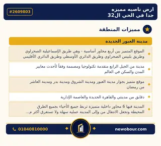 أرض - تم التخصيص 209 م² عمارة سكني — مدينة العبور الجديدة، الحي الثاني والثلاثون، المجاورة 4 — مميزات المنطقة — 3