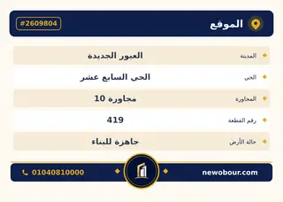 أرض - تم التخصيص 209 م² عمارة سكني — مدينة العبور الجديدة، الحي السابع عشر، مجاورة 10 — بطاقة الإعلان — 4