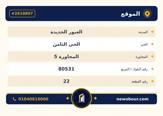 أرض - تم التخصيص 276 م² عمارة سكني — مدينة العبور الجديدة، الحي الثامن، المجاورة 5 — بطاقة الإعلان — 4