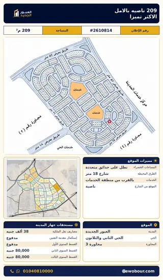 أرض - تم التخصيص 209 م² عمارة سكني — مدينة العبور الجديدة، الحي الثاني والثلاثون، مجاورة 3 — صورة العرض — 2