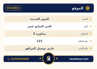 أرض - تم التخصيص 300 م² عمارة سكني — مدينة العبور الجديدة، الحي السابع عشر، مجاورة 2 — بطاقة الإعلان — 5