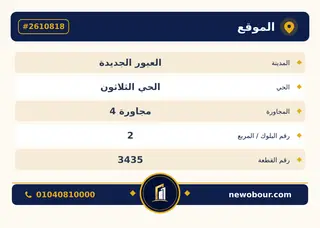 أرض - تم التخصيص 350 م² عمارة سكني — مدينة العبور الجديدة، الحي الثلاثون، مجاورة 4 — بطاقة الإعلان — 3
