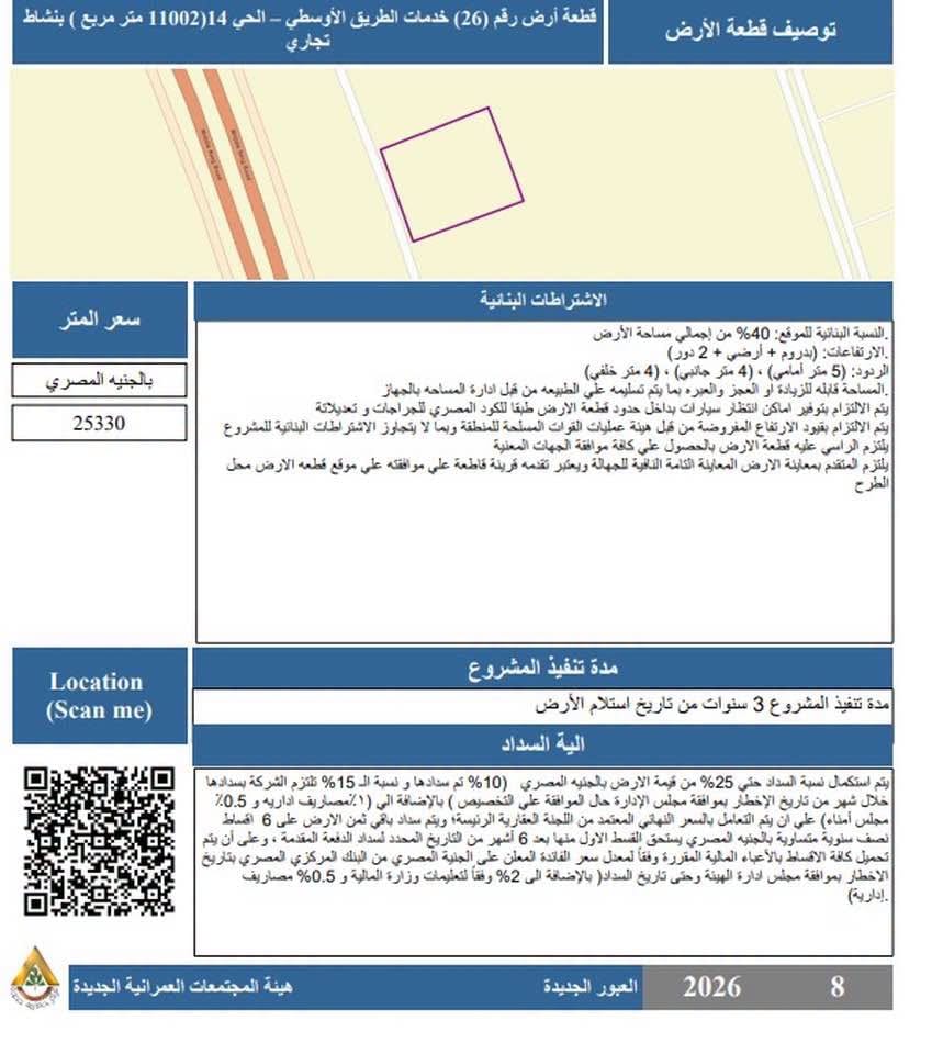 طرح 3 قطع أراضٍ استثمارية لنشاط عمراني مختلط وتجاري عبر بوابة خدمات المستثمرين — صورة 2