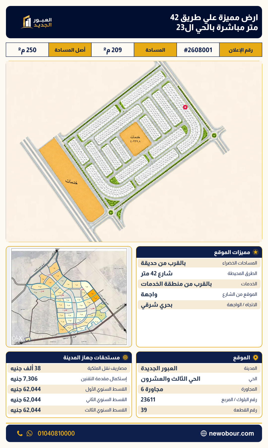 أرض - تم التخصيص عمارة سكني — مدينة العبور الجديدة، الحي الثالث والعشرون، مجاورة 6 — صورة العرض — 2